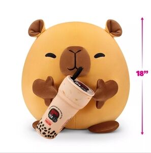 18" Large Capybara and Boba Tea SNACKLES Plush squishmallow Soft Stuffed Animal